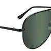 ONE By Optic Nerve Flatscreen Polarized Aviator Sunglasses – Satin Black/Grey