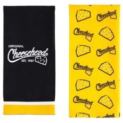 Original Cheesehead Graphic Textile Tea Towels- Set Of 2, Gold & Black 4DTS5070A