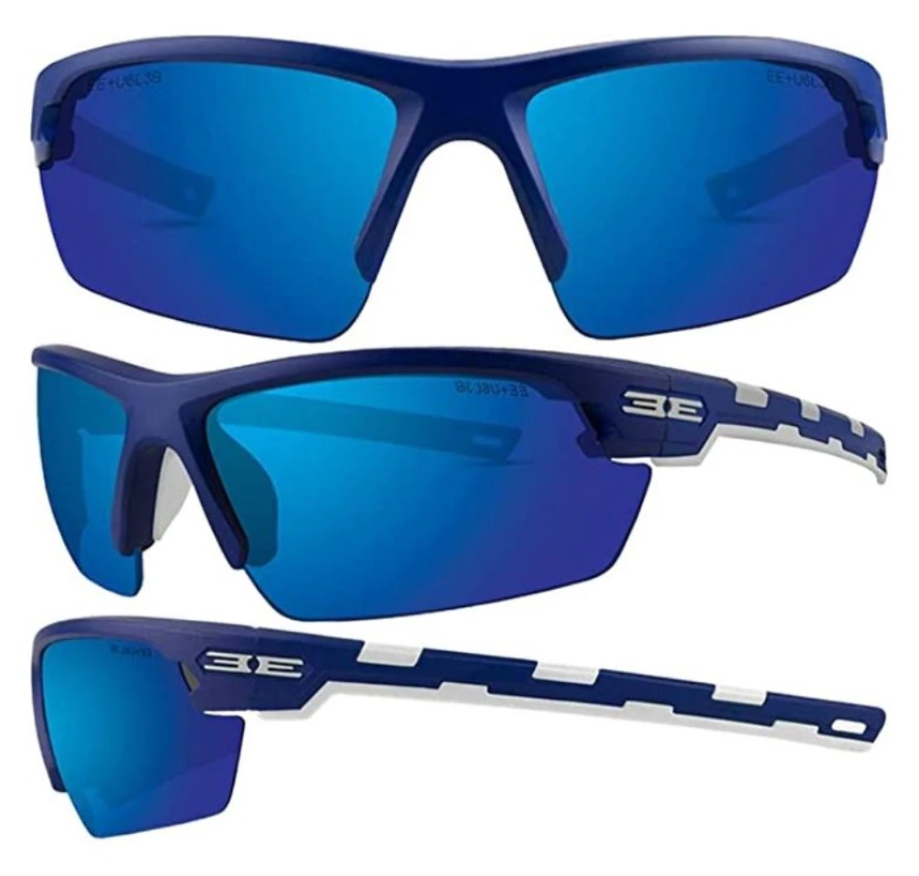 Epoch Eyewear Link Sport Sunglasses - Blue/White Frame & Blue Mirror Lenses - Image 4