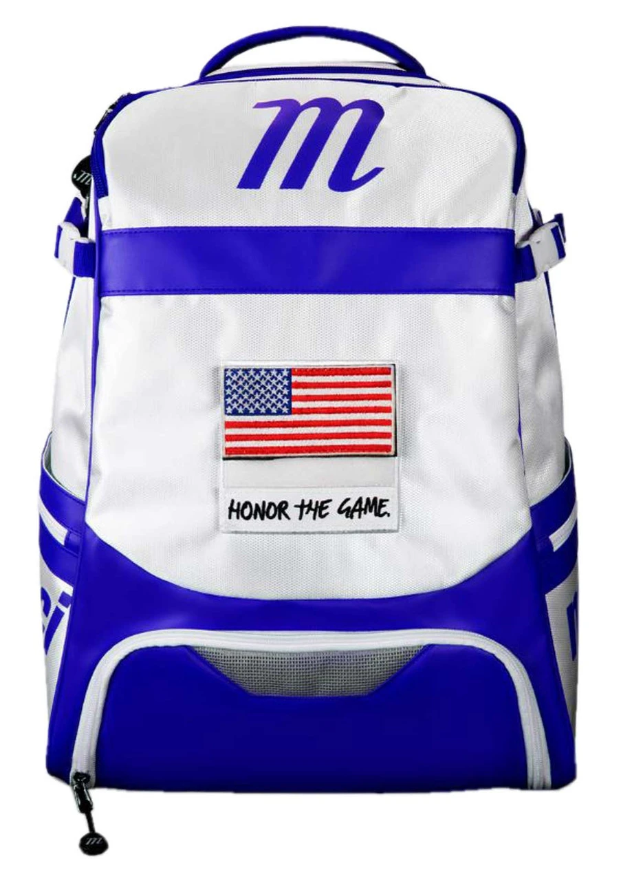 Marucci Honor The Game USA Flag Patches Dynamo Baseball Bat Pack - White/Royal