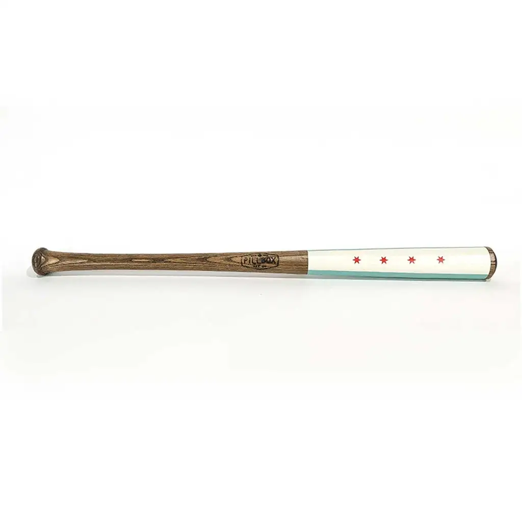 Sale ★ Pillbox Chicago Flag Wood Baseball Bat – Ash – 34″