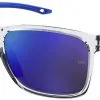 Under Armour Boy's Hustle Jr Rectangular Sunglasses � Crystal Clear/Blue Mirror